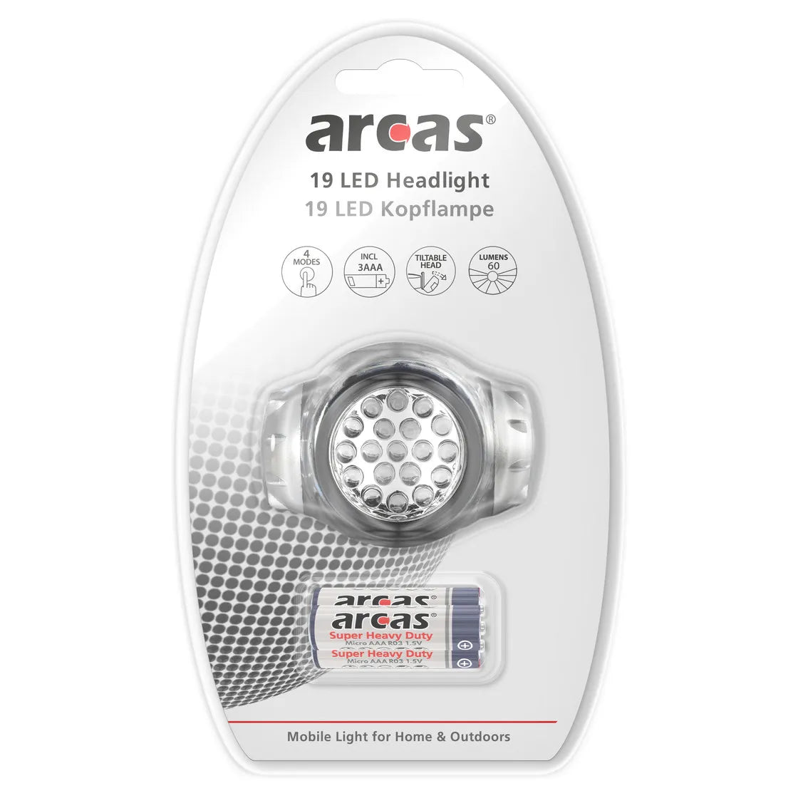 Galvos žibintuvėlis 19 LED, ARCAS