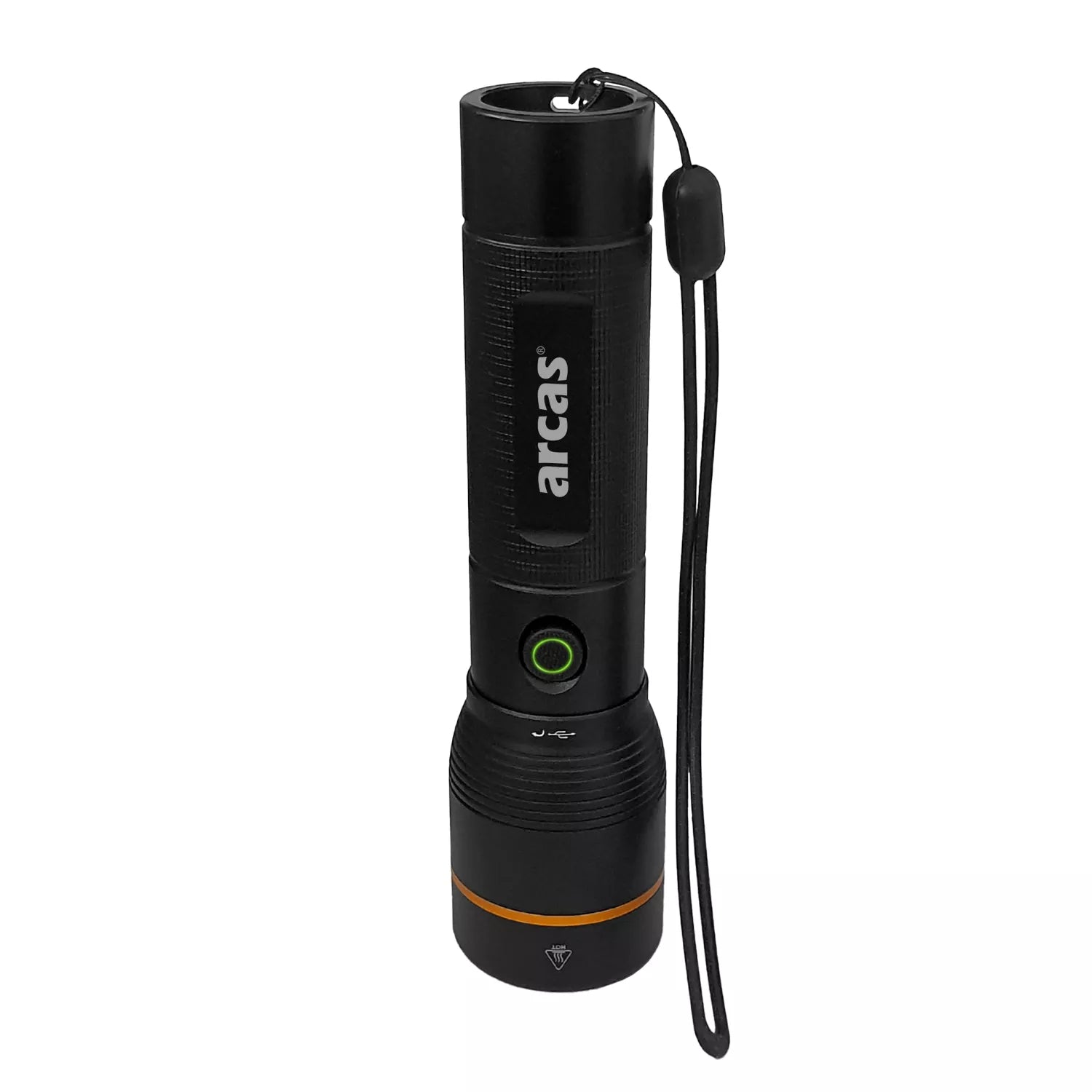 Rankinis žibintuvėlis, 2000lm, 20W, įkraunamas USB-C, juodas, ARCAS