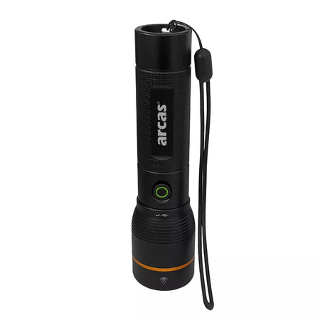 Rankinis žibintuvėlis, 2000lm, 20W, įkraunamas USB-C, juodas, ARCAS