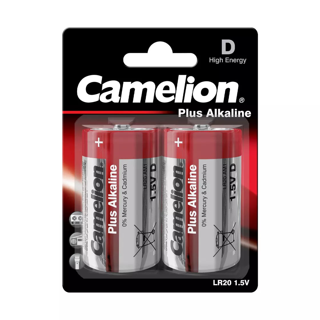 Elementai Alkaline, LR20-BP2, D, CAMELION, 2 vnt.