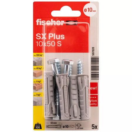 FISCHER kaiščiai su varžtais SX Plus S, 10x50 mm, 5 vnt.