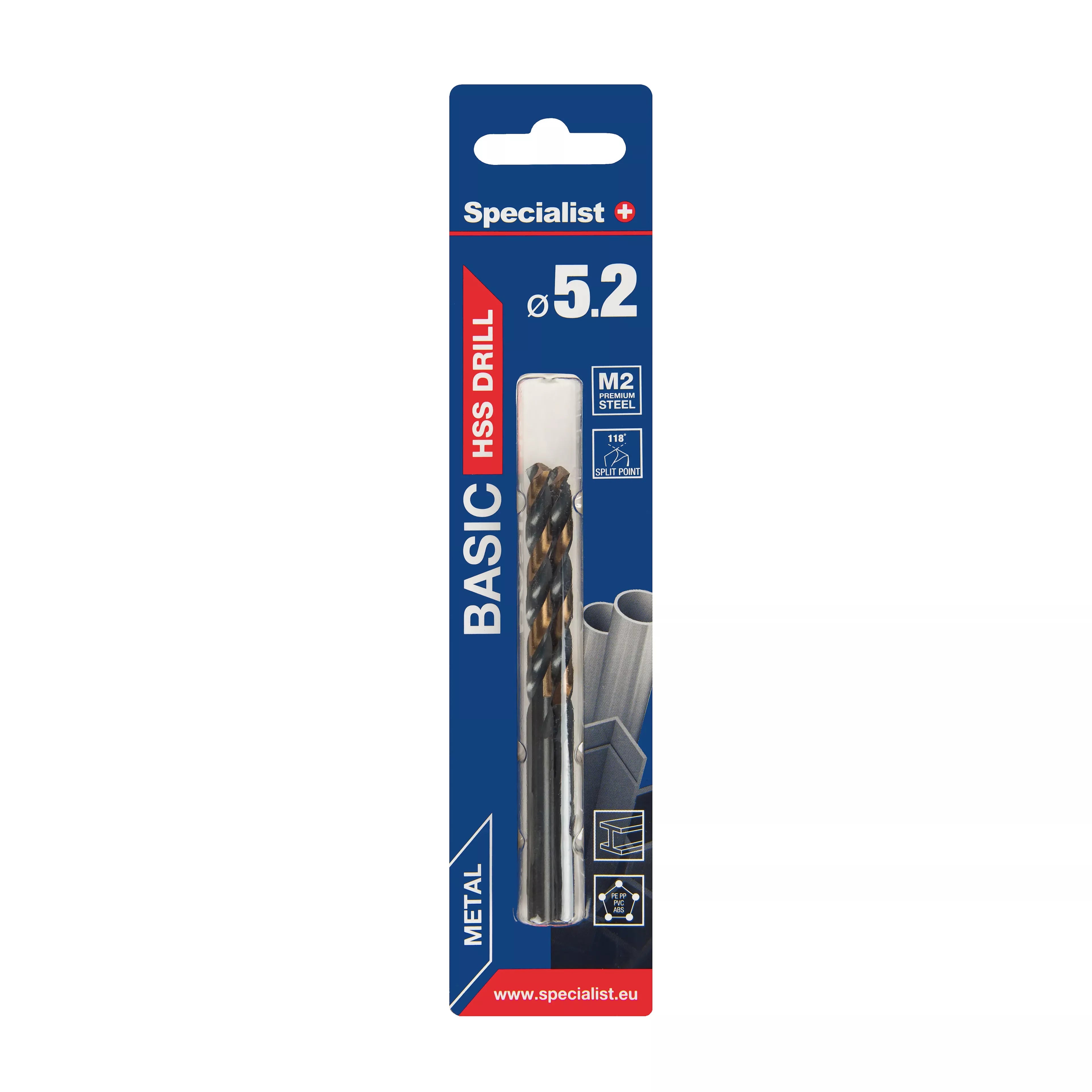 SPECIALIST+ metalo grąžtas BASIC, 5.2mm, 2 vnt..