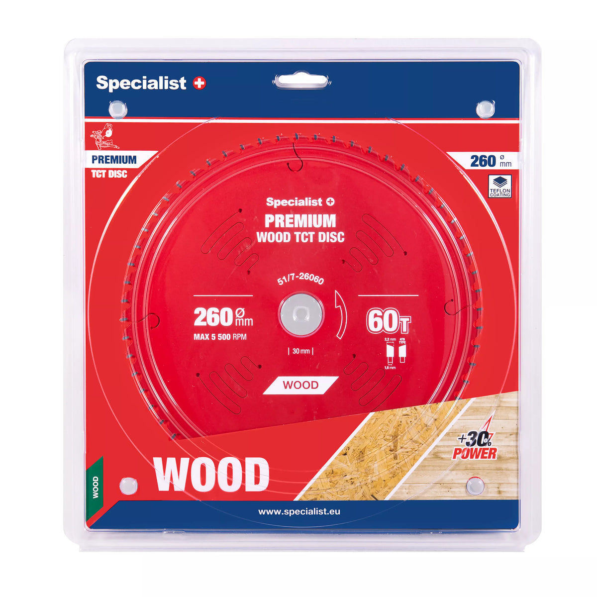 Pjovimo diskas 260x60Tx30mm, Wood PREMIUM, SPECIALIST+