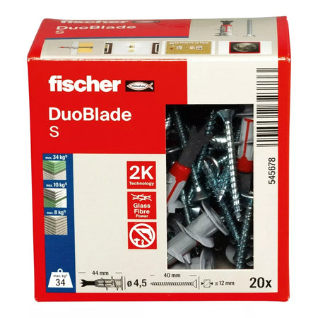 Kaiščiai gipso kart. DUOBLADE su medvaržčiais, FISCHER, 20 vnt.