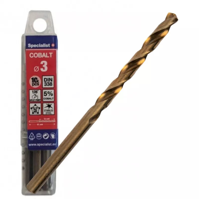 SPECIALIST+ metalo grąžtas COBALT, 3 mm, 10 vnt.