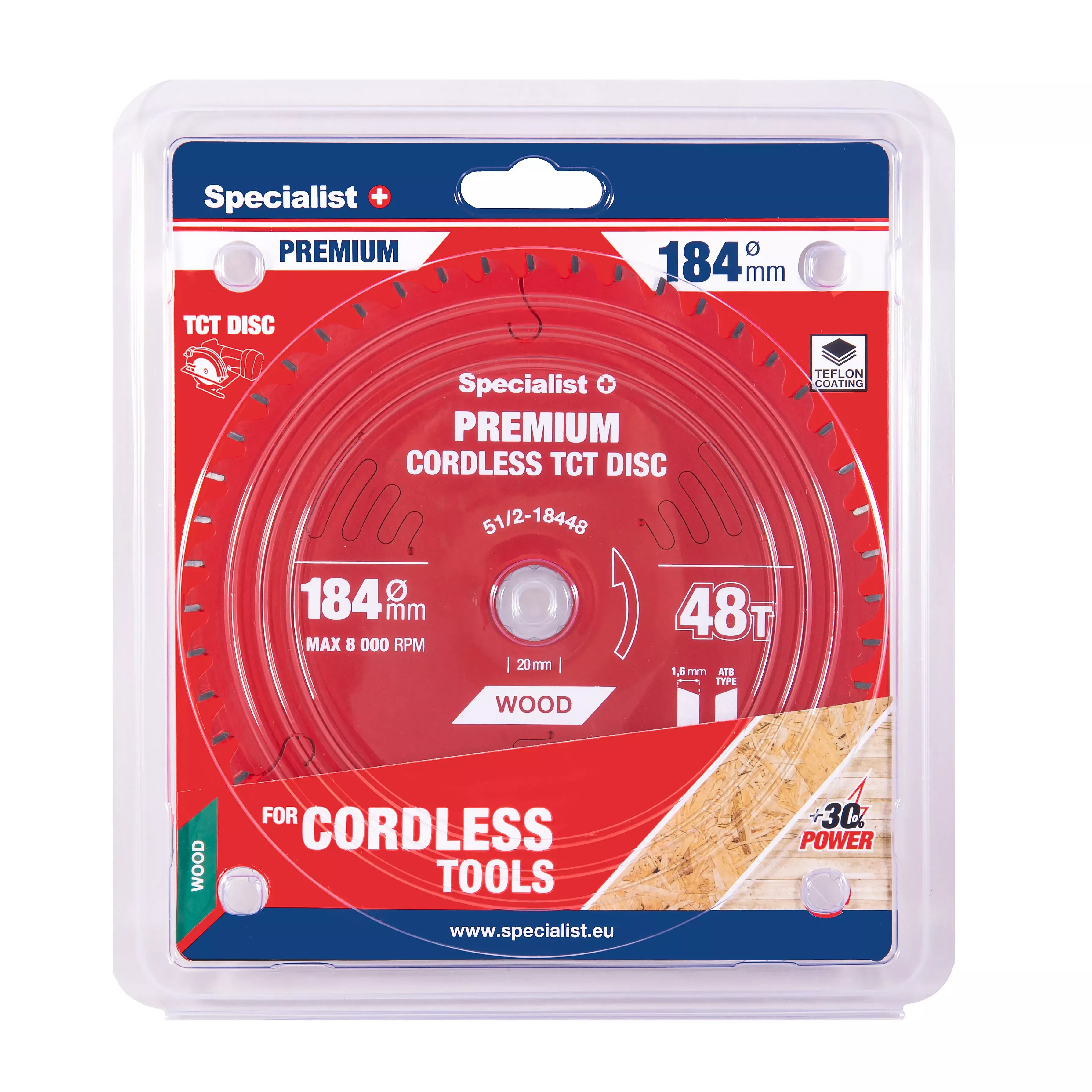 Pjovimo diskas 184x48Tx20/16mm, Cordless PREMIUM, SPECIALIST+