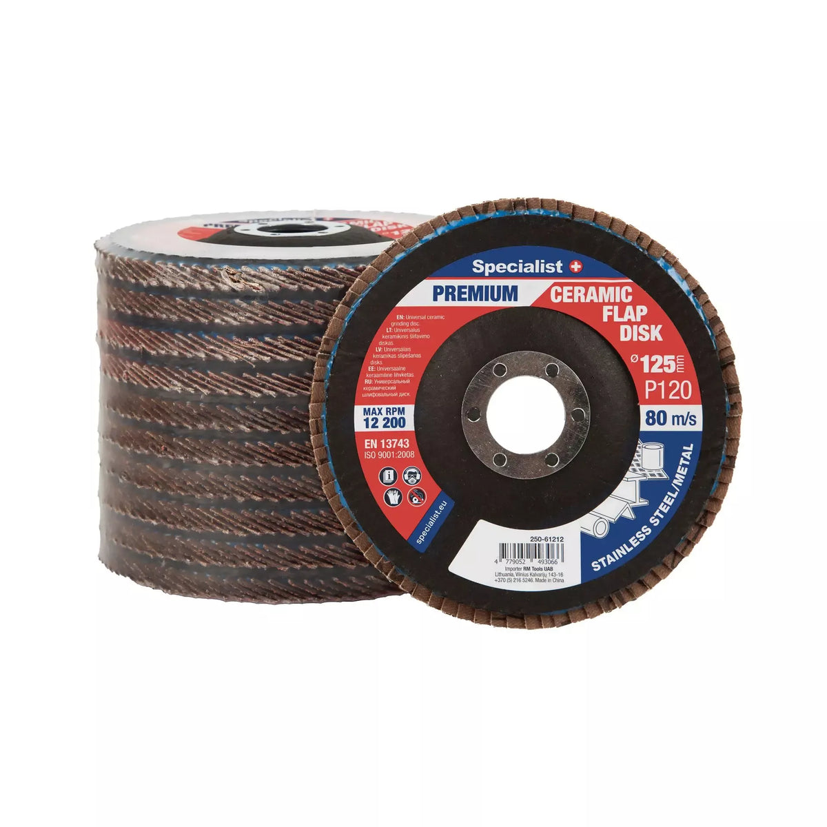 Lapelinis šlifavimo diskas 125 mm, P120, Ceramic PREMIUM, SPECIALIST+