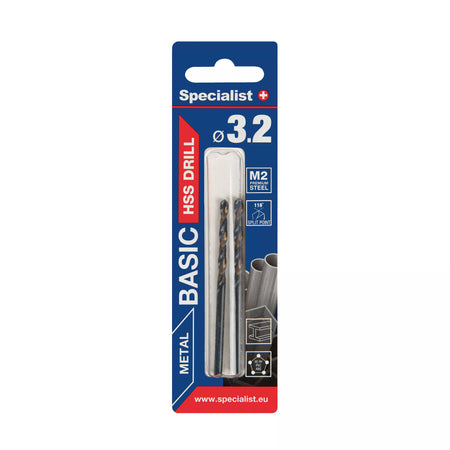 SPECIALIST+ metalo grąžtas BASIC, 3.2mm, 2 vnt.