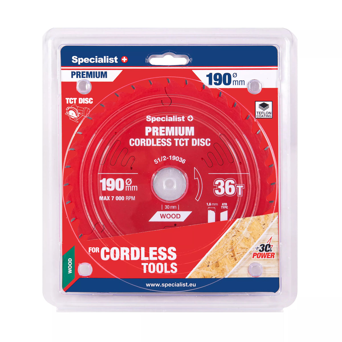 Pjovimo diskas 190x36Tx30mm, Cordless PREMIUM SPECIALIST+