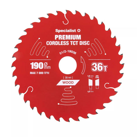 Pjovimo diskas 190x36Tx30mm, Cordless PREMIUM SPECIALIST+