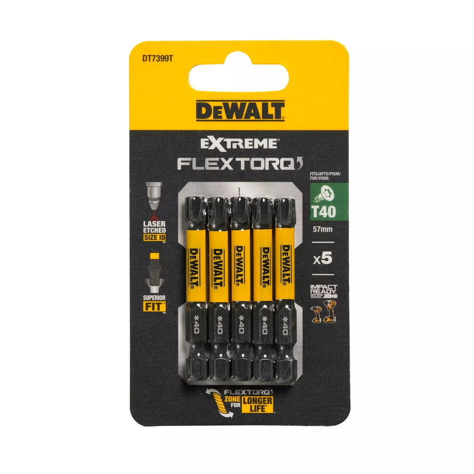 Sukimo antgaliukai FLEXTORQ T40 57 mm, DeWALT, 5 vnt.