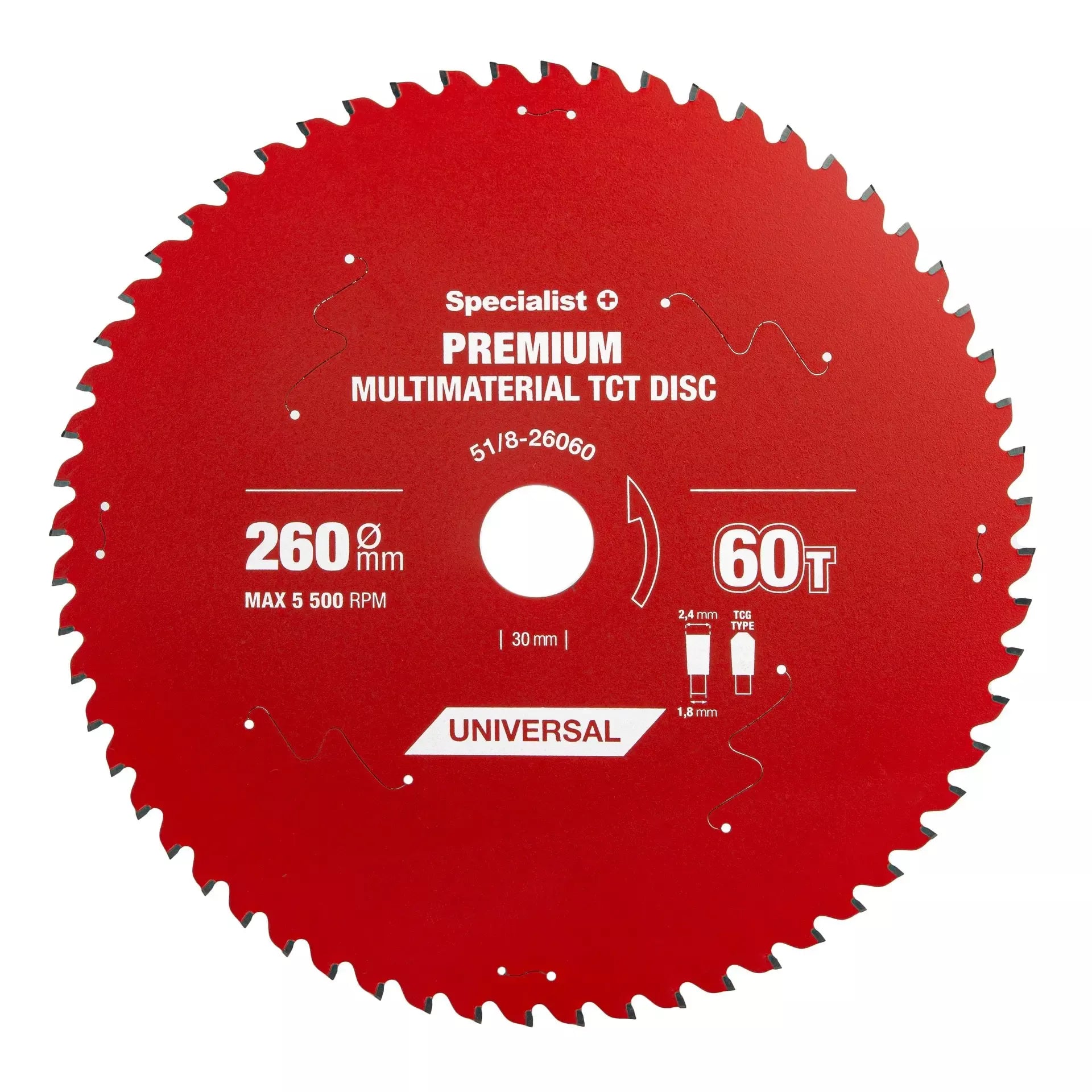 Pjovimo diskas 260x60Tx30mm, Multimaterial PREMIUM, SPECIALIST+