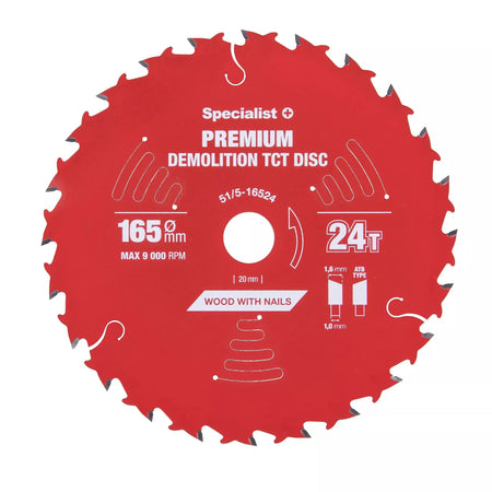 Pjovimo diskas 165x24Tx20mm, Demolition PREMIUM, SPECIALIST+