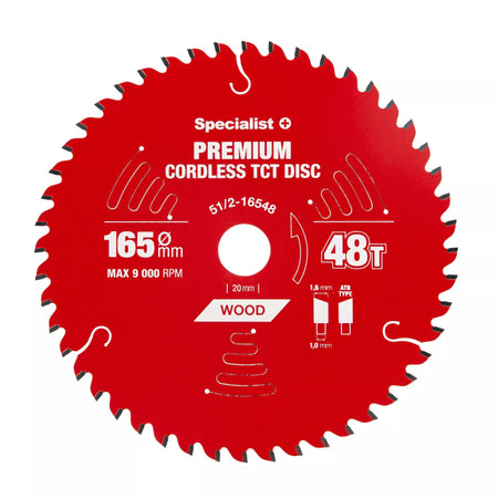 Pjovimo diskas 165x48Tx20mm, Cordless PREMIUM, SPECIALIST+