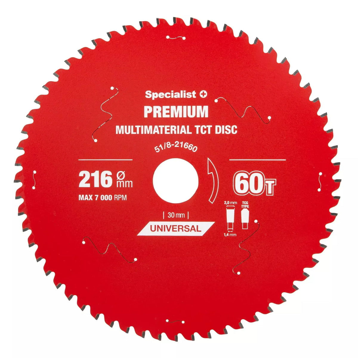 Pjovimo diskas 216x60Tx30mm, Multimaterial PREMIUM, SPECIALIST+