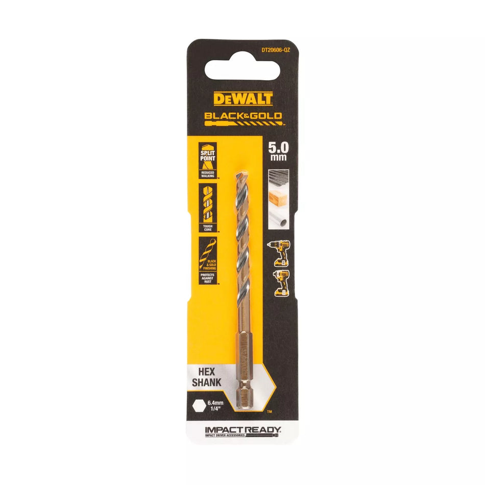 Grąžtas metalui HEX 1/4, 5,0 mm, DeWALT