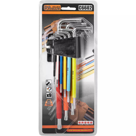 Šešiakampiai raktai TORX T10 - T50 9 vnt.