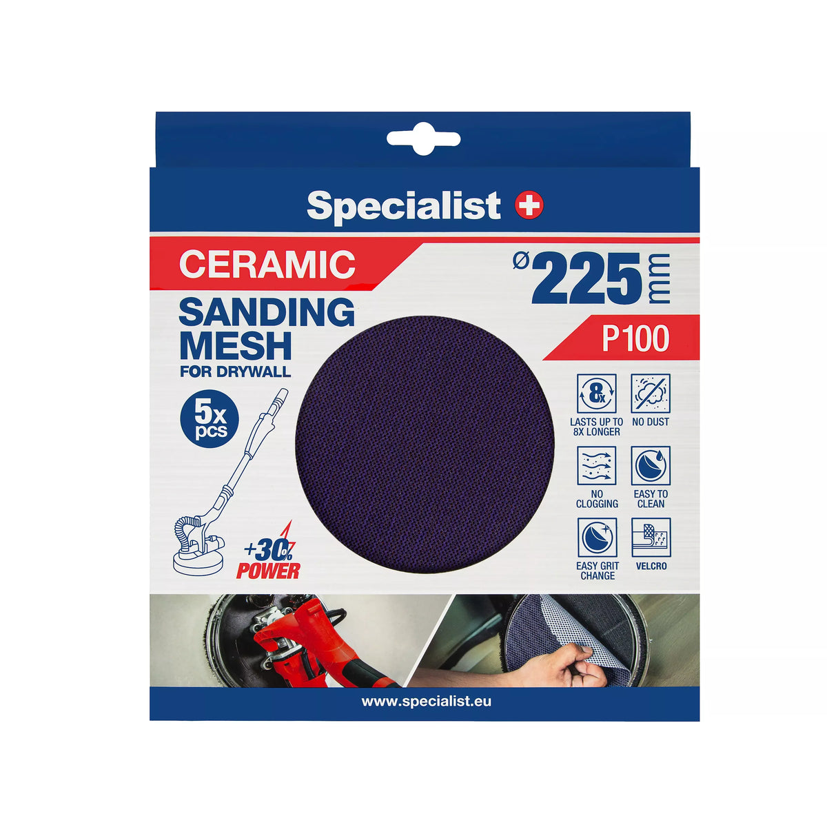 Specialist+ keramikinis tinklelis MESH, 225 mm, P100, 5 vnt.
