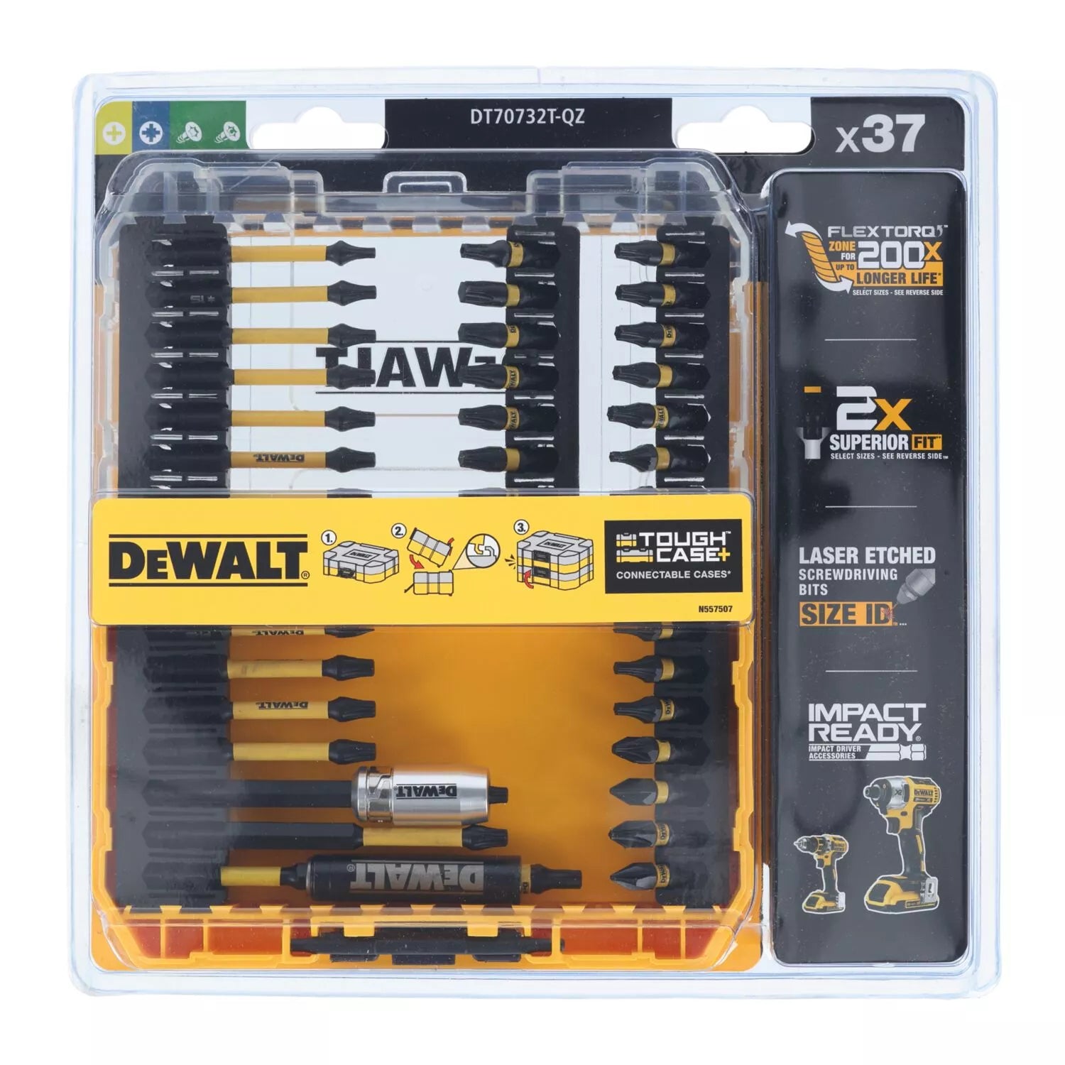 Smūginių antgalių rinkinys Flextorq, DeWALT, 37 vnt.