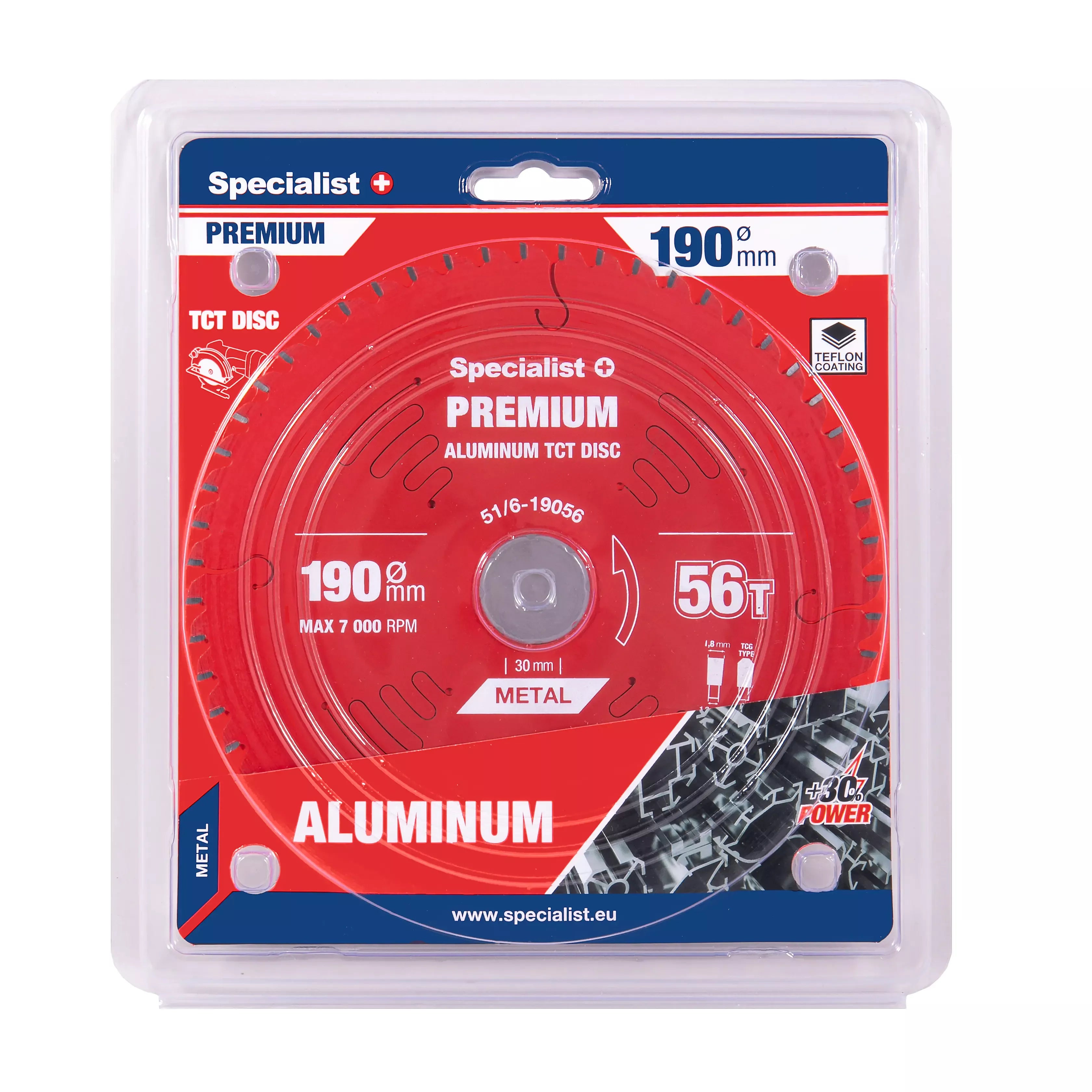 Pjovimo diskas 190x56Tx30mm, Aluminium PREMIUM, SPECIALIST+