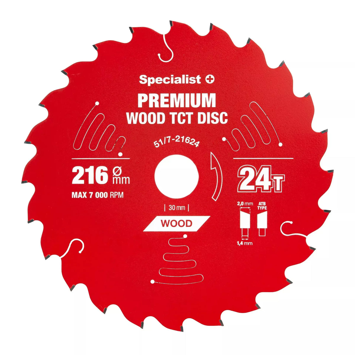 Pjovimo diskas 216x24Tx30mm, Wood PREMIUM, SPECIALIST+