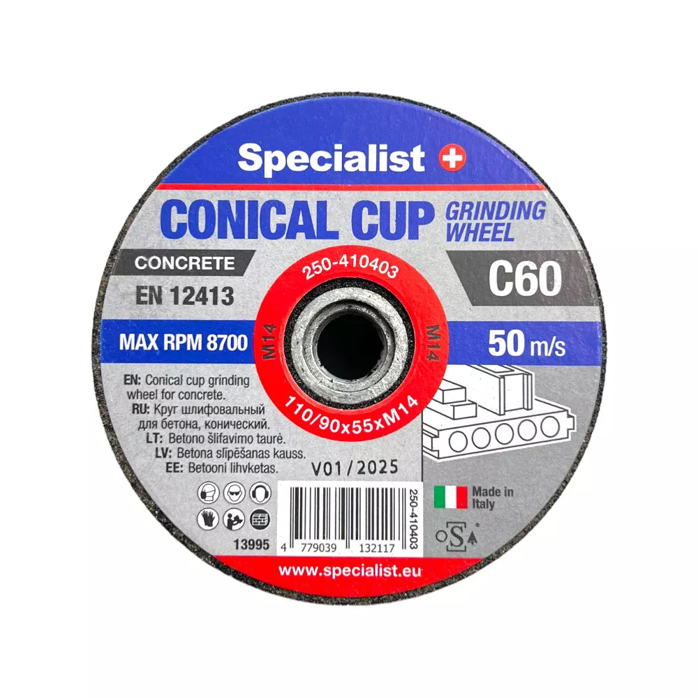 SPECIALIST+ betono šlif. taurė C60, 110/90x55xM14 mm