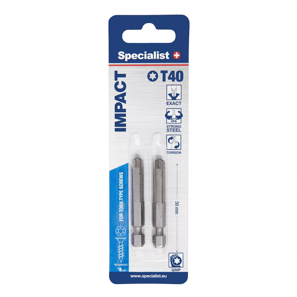 SPECIALIST+ antgalis TORX GRIP T40, 50mm, 2 vnt.