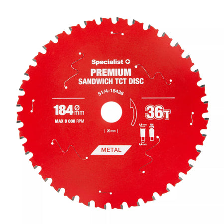Pjovimo diskas 184x36Tx20/16mm, Sandwich PREMIUM, SPECIALIST+