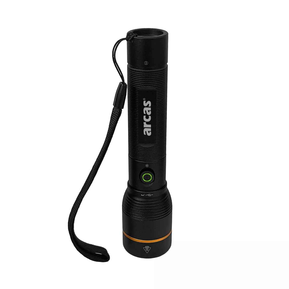 Rankinis žibintuvėlis 1000lm, 10W, įkraunamas USB-C, juodas, ARCAS