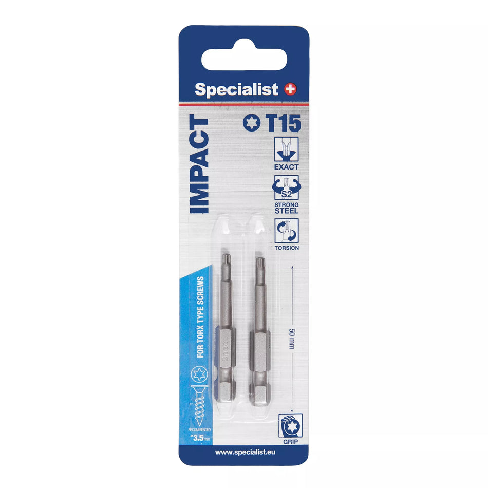 SPECIALIST+ antgalis TORX GRIP T15, 50mm, 2 vnt.