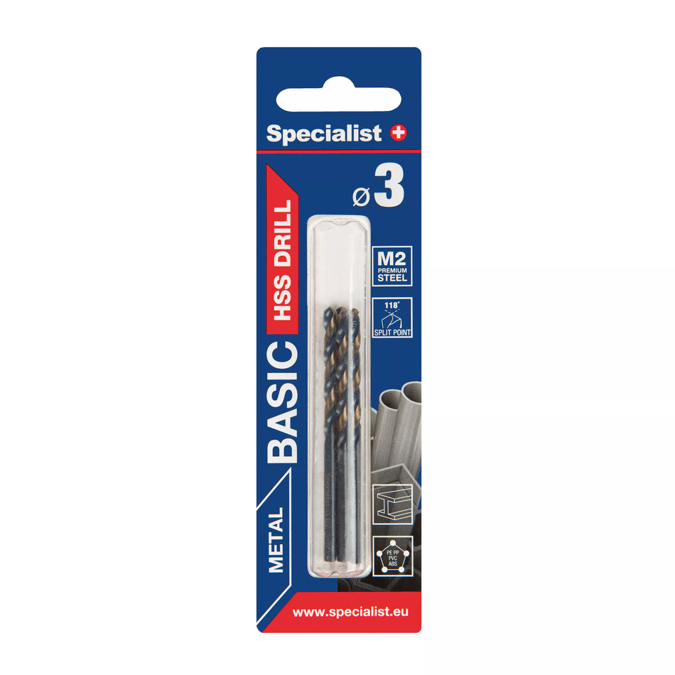 SPECIALIST+ metalo grąžtas BASIC, 3 mm, 3 vnt.