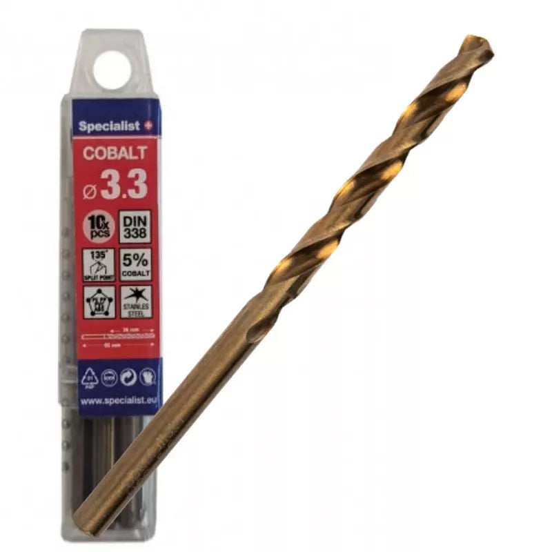 SPECIALIST+ metalo grąžtas COBALT, 3.3mm, 10 vnt.