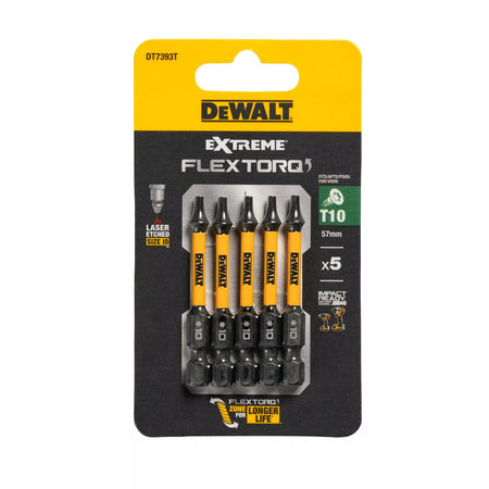 Sukimo antgaliukai FLEXTORQ T10 57 mm, DeWALT, 5 vnt.