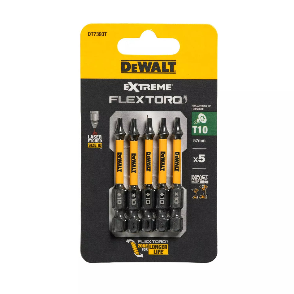 Sukimo antgaliukai FLEXTORQ T10 57 mm, DeWALT, 5 vnt.
