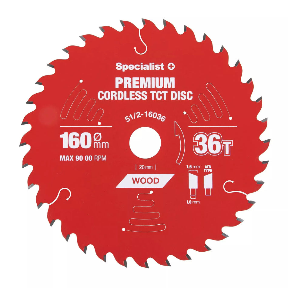 Pjovimo diskas 160x36Tx20mm, Cordless PREMIUM, SPECIALIST+