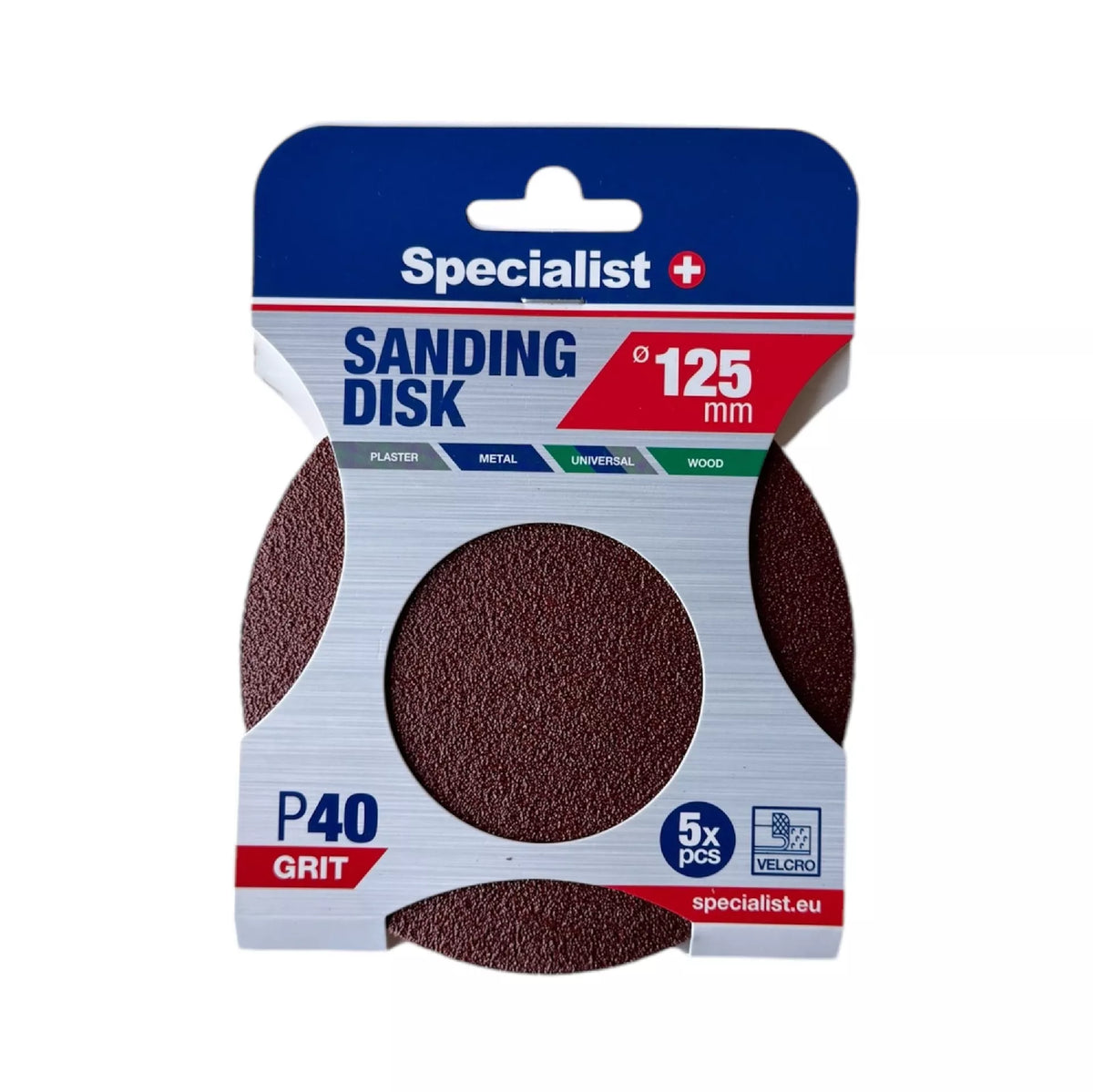SPECIALIST+ šlifavimo popierius P40, 125 mm, 5 vnt.