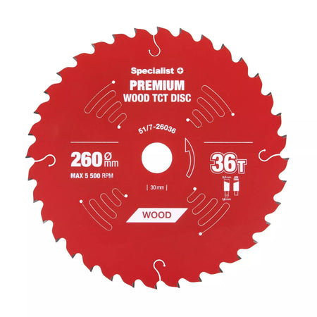 Pjovimo diskas 260x36Tx30mm, Wood PREMIUM, SPECIALIST+