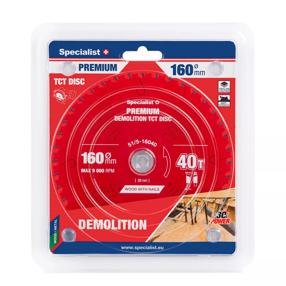 Pjovimo diskas 160x40Tx20mm, Demolition PREMIUM, SPECIALIST+