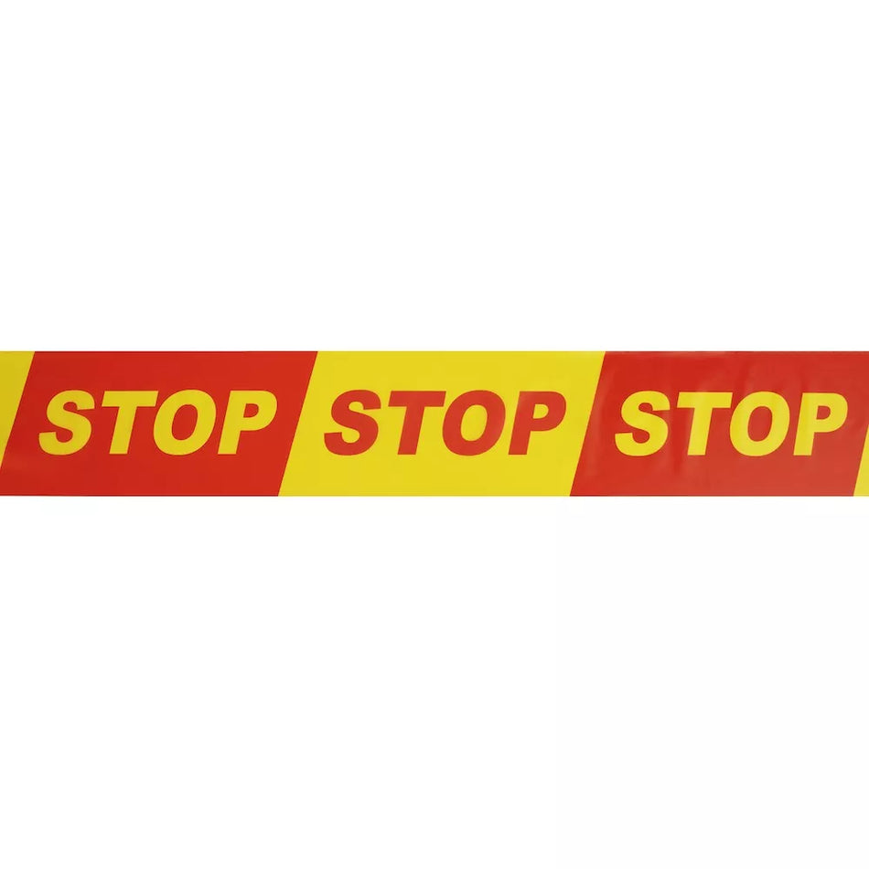 SPECIALIST+ juosta „STOP“, 100 mm x 100 m, raudona/geltona