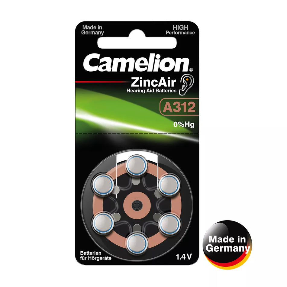 Elementai, A312/DA312/ZL312, 1,4V, CAMELION, 6 vnt.