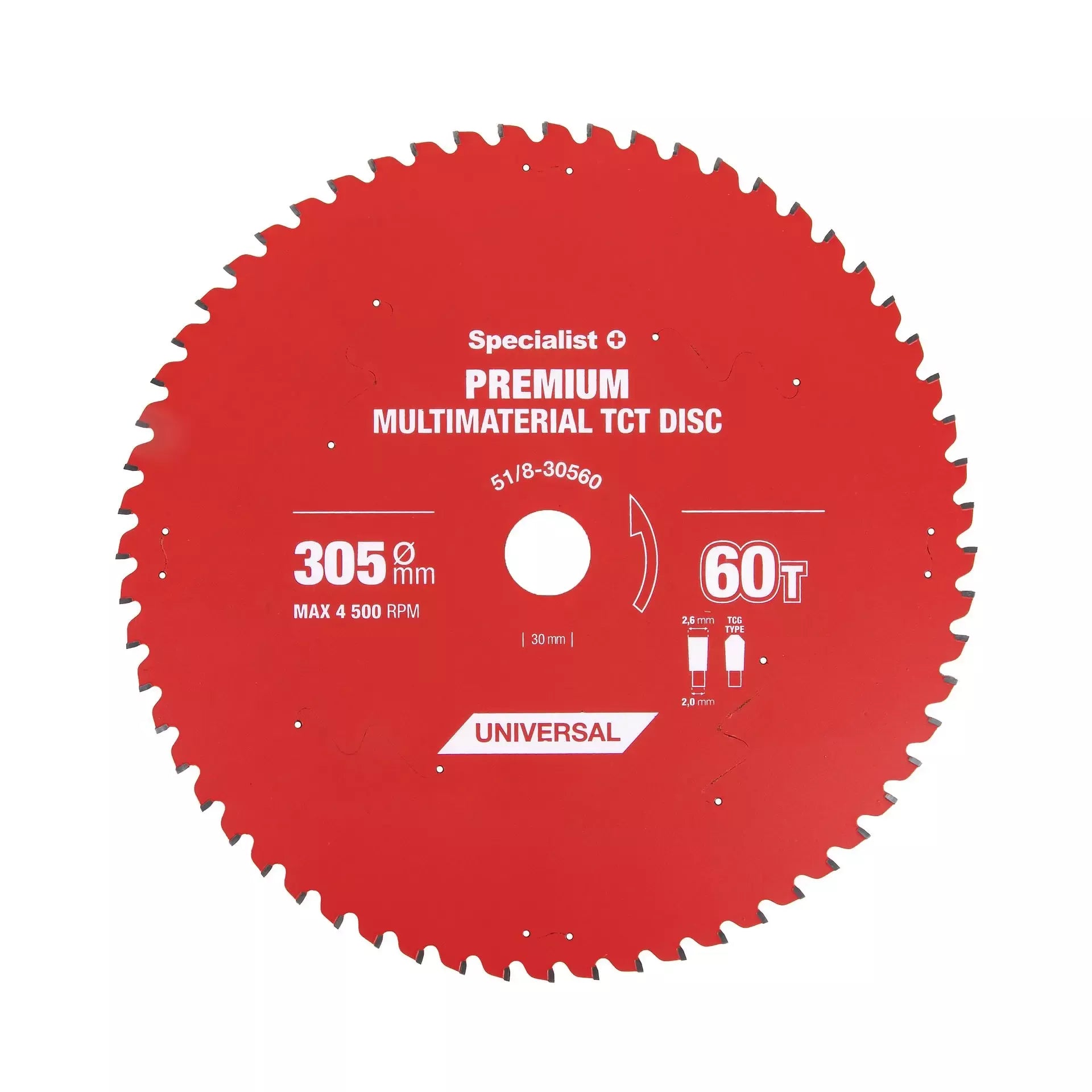 Pjovimo diskas 305x60Tx30mm, Multimaterial PREMIUM, SPECIALIST+