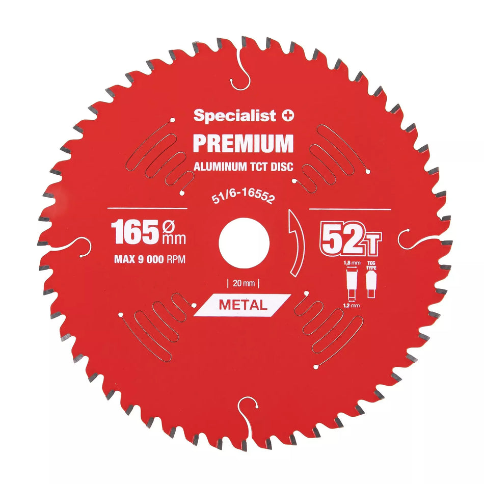 Pjovimo diskas 165x52Tx20mm, Aluminium PREMIUM, SPECIALIST+