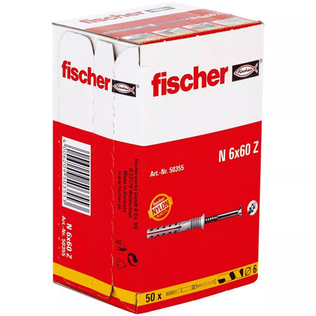 Kalamas kaištis N S 6x60/30 mm, Fischer 50 vnt.