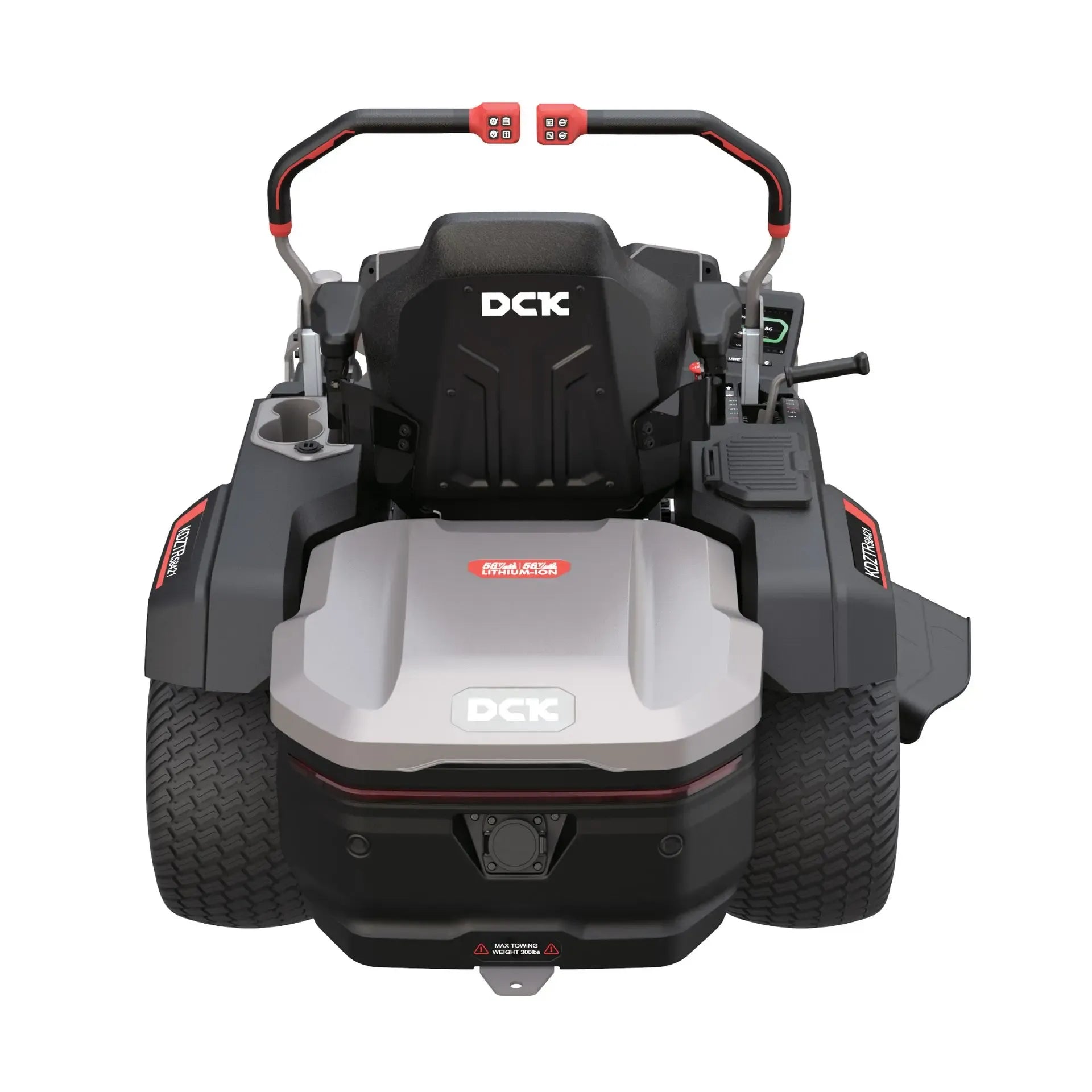 Limited Rinkinys Akumuliatorinis nulinio apsisukimo vejos traktorius 58V, 106 cm, DCK (1 x 40Ah + 2 x 7,5Ah  akumuliatoriai ir įkroviklis 1800W) ir universali krovimo stotelė 110-240V, 3600W, DCK